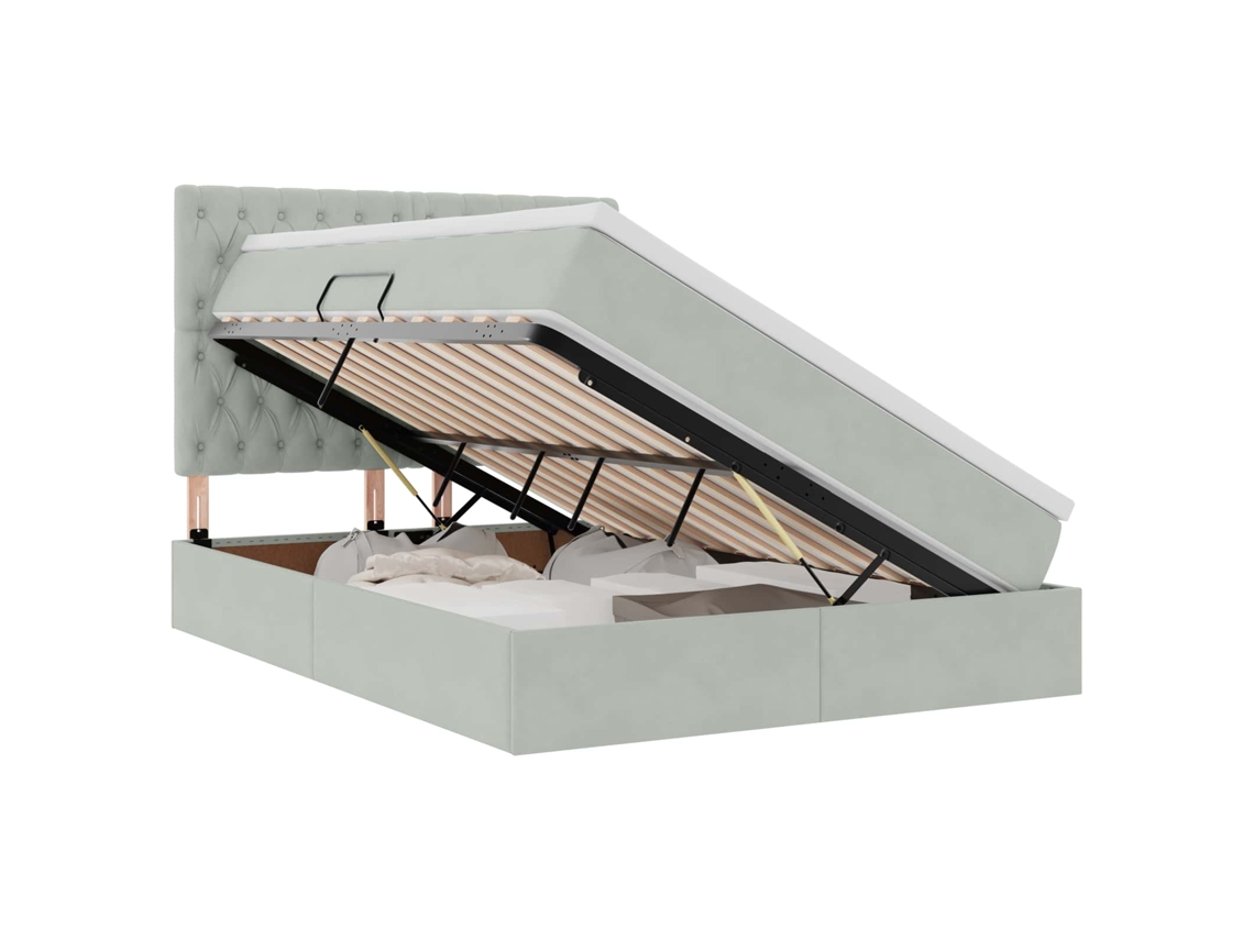 Maison Exclusive - Cama Con Almacenamiento Y Led Con Led Gris Claro 140 X 200 Cm
