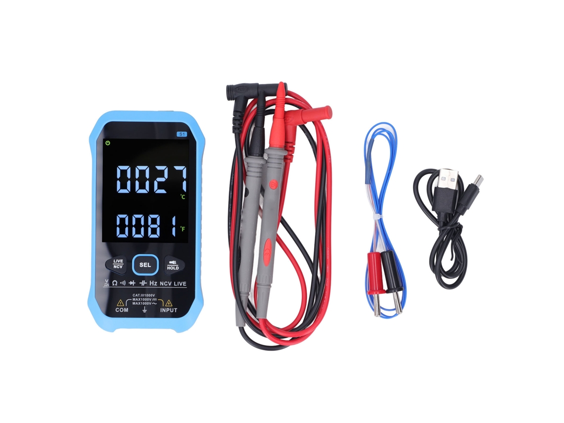 Multímetro Digital Lcd De Alta Precisión Con Batería, Medidor De Voltaje Ca/cc, Resistencia, Temperatura Y Continuidad.