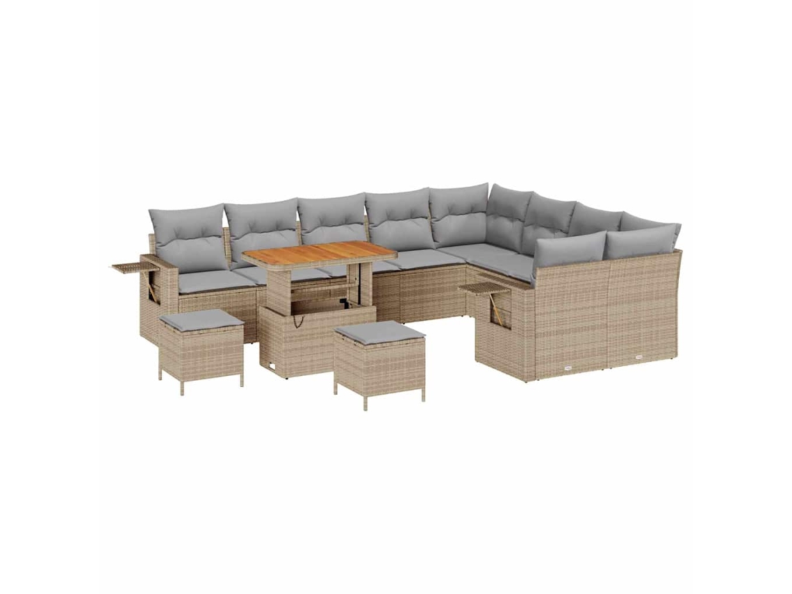 Maison Exclusive - Conjunto De Sofás De Jardín Con Cojín 12 Pcs Beige Y Gris Claro