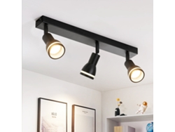 Lámpara de techo moderna negra con 3 focos metálicos ajustables, GU10, para dormitorio y comedor, sin bombilla. Nettlife