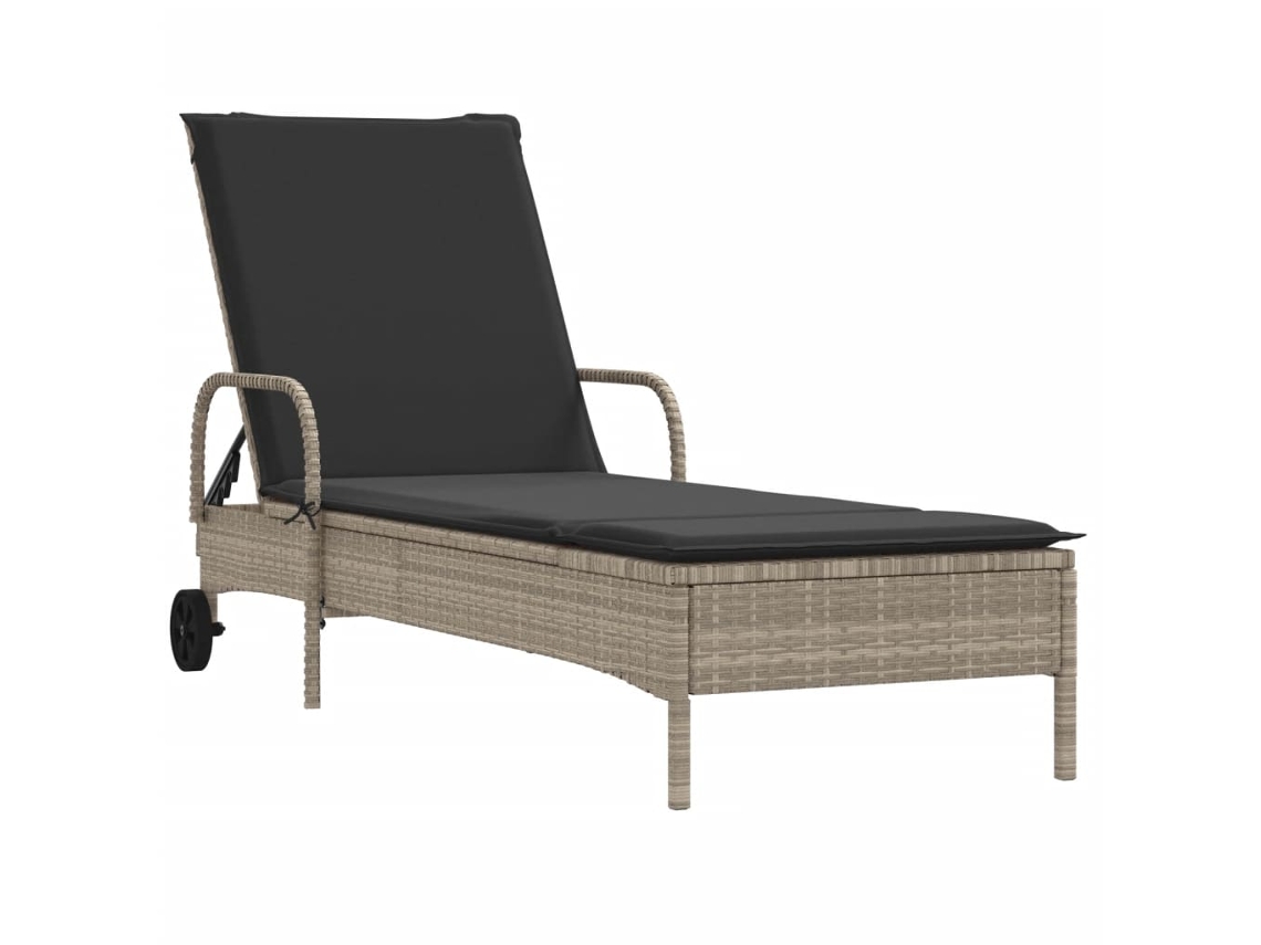 Sillón con ruedas y cojín, patas de mimbre, gris claro, MAISON EXCLUSIVE (sin dimensiones)