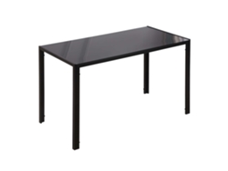 Mesa De Cocina Con Tablero De Cristal, Para 4-6 Personas, Patas De Metal, Tamaño Moderno, 120x60x75cm, Color Negro.