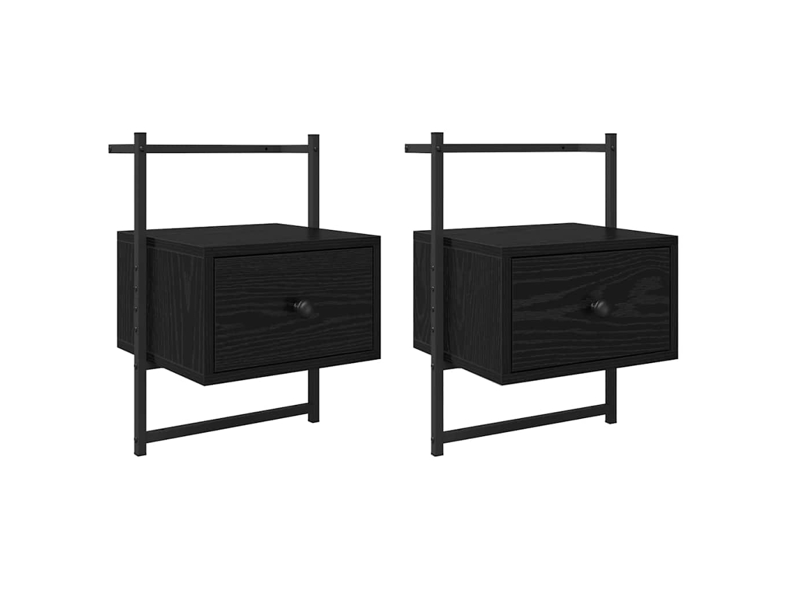 Maison Exclusive - Armario De Noche Con Cajón 2 Pcs Roble Negro 35 X 30 X 51 Cm