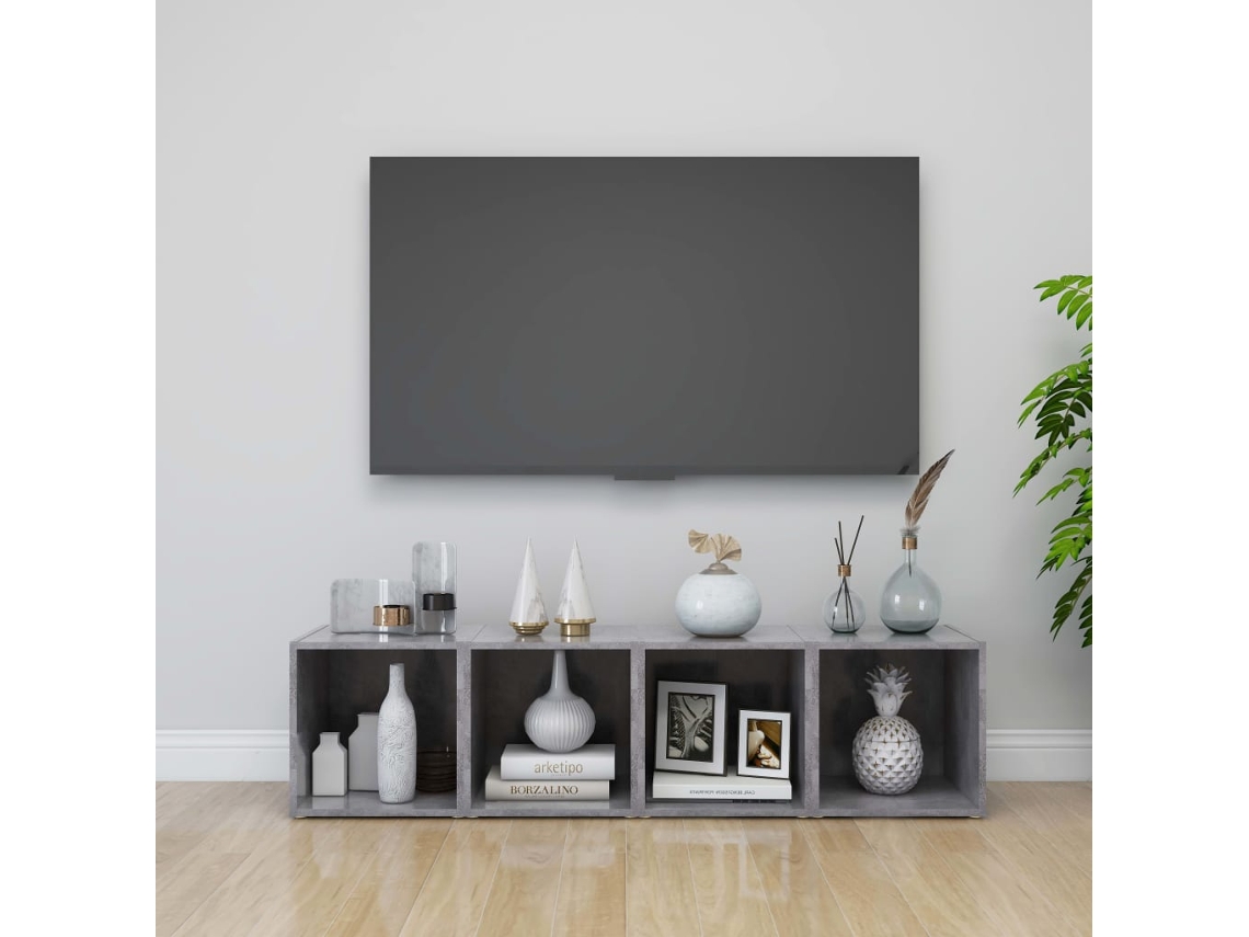 Estantería/Muebles de TV 4 Pzs 37X35X37 Cm Contrachapado Gris Cemento