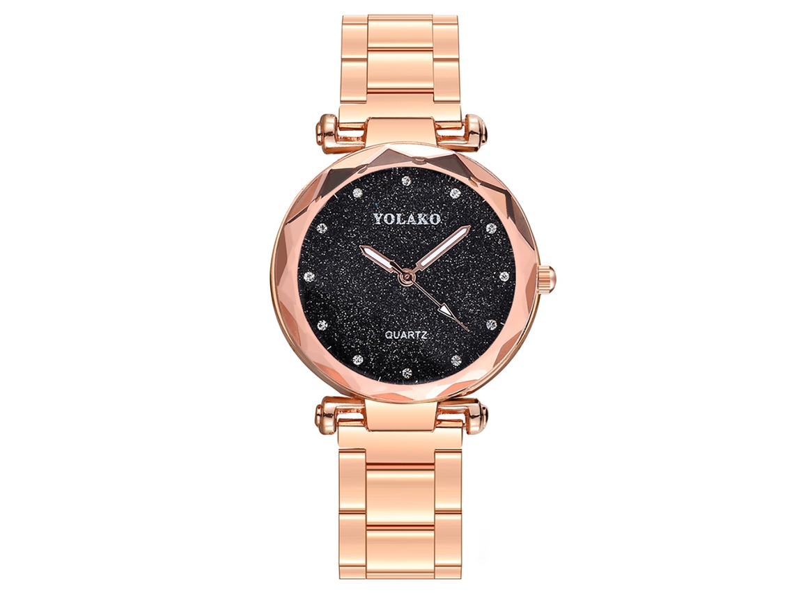 Reloj De Pulsera De Cuarzo Sencillo E Informal Para Mujer Yolako Con Manecillas Redondas, Color Negro.