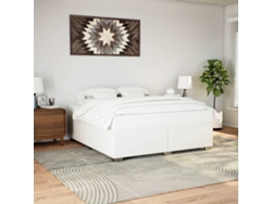 Estructura De Cama Sin Colchón Cuero Sintético Blanco 200x200cm