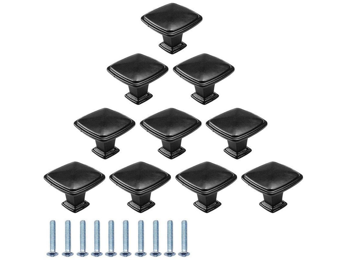 Perillas cuadradas de aluminio para muebles, 30 mm, negras, para cajones y armarios.