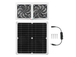 Kit De Ventilador Solar De 25 W Ipx65, Doble, Bajo Nivel De Ruido, Para Gallinero, Invernadero Y Cobertizo.