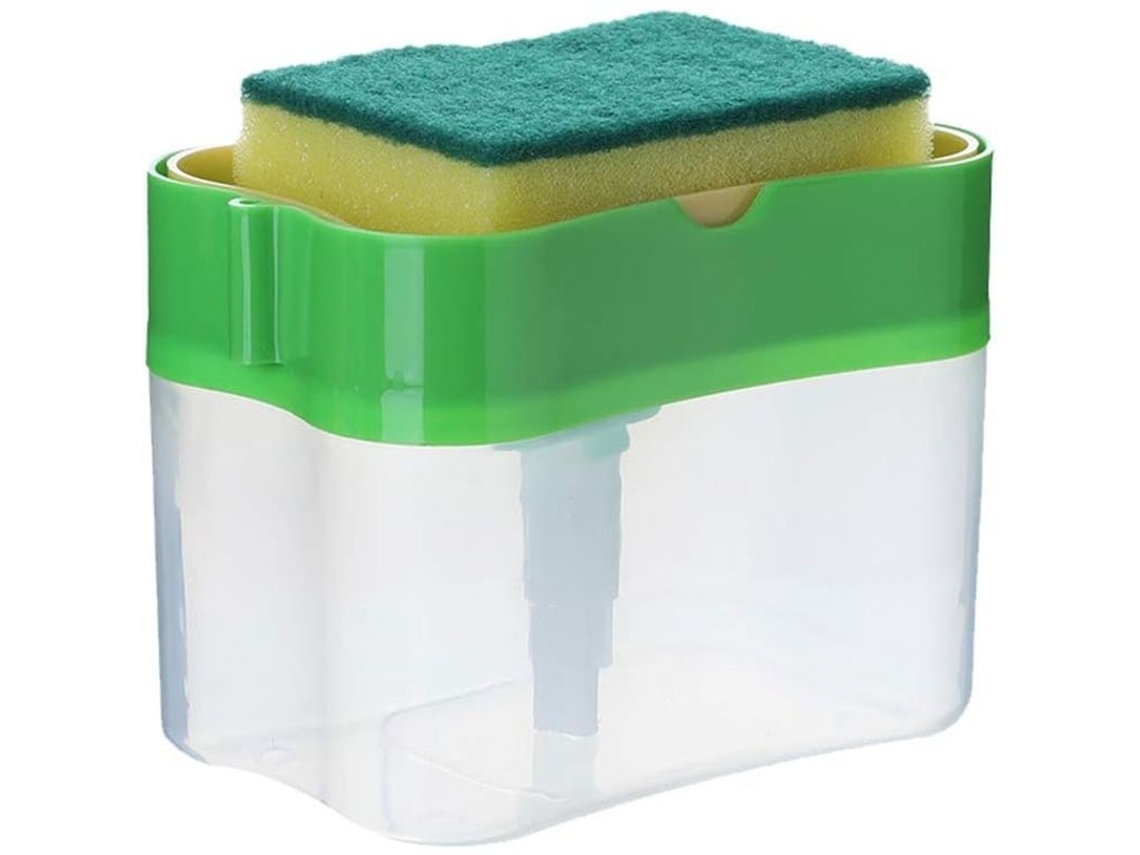 Dispensador De Jabón Líquido Para Platos Con Soporte Para Esponja, Herramienta De Lavado Manual Con Bomba De Presión 2 En 1