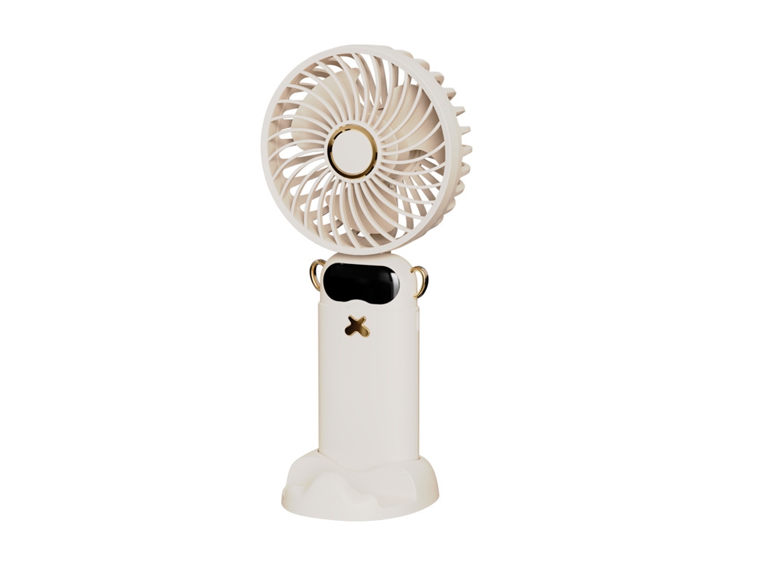 Ventilador portátil Digitallab plegable a 90°, 5 velocidades, pantalla digital y soporte, ultrasilencioso (blanco)