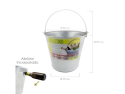 Cubo Zinc Metal Galvanizado Multiusos  8 Litros 25 x 19 x 22 (alt.) cm con Abre Botellas ORYX