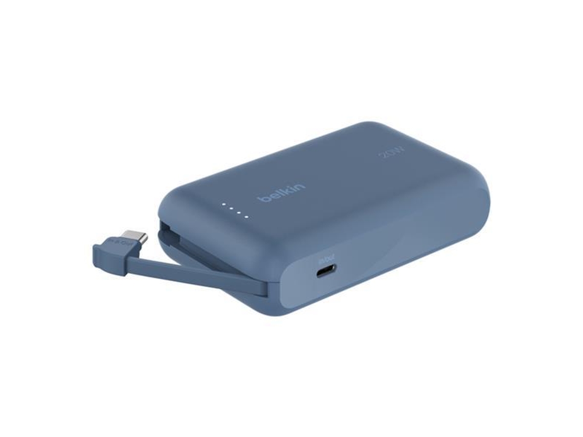 Bateria Externa 10k Con Cable Azul