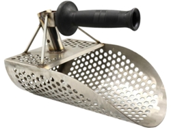 Pala Y Tamiz Detector De Metales Ligero De Acero Inoxidable Plateado Para Arena Y Detección De Arena.