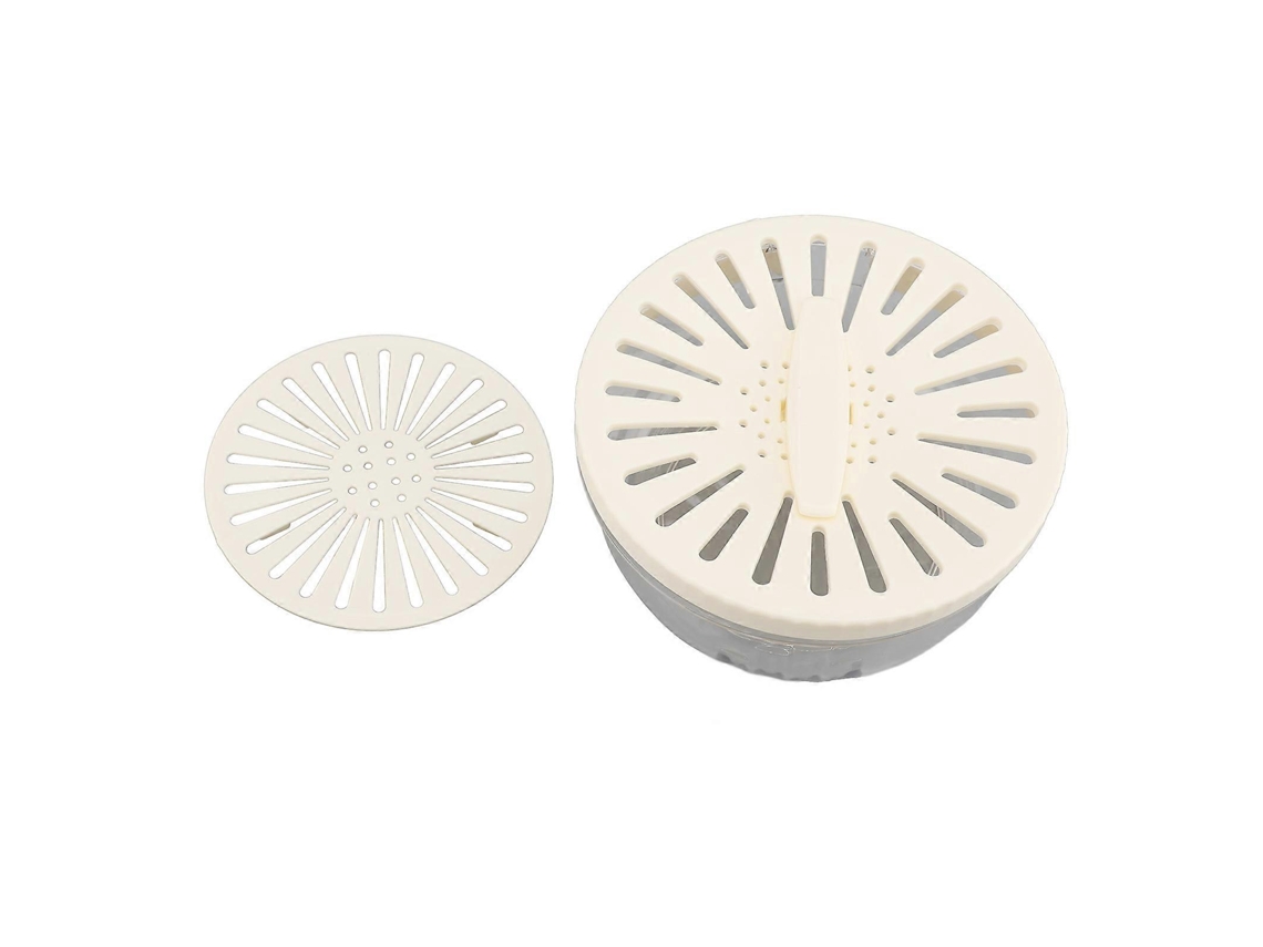 Bol multifuncional de doble capa para lavar frutas y verduras, con tapa y asa plegable, ideal para almacenar alimentos.