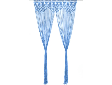 vidaXL Cortina de macramé algodón azul 140x240 cm