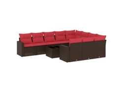 Maison Exclusive - Set De Sofás De Jardín 11 Pzas Cojines Ratán Sintético Marrón
