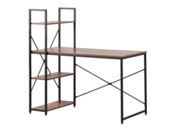 Mesa de Escritorio con Estantería EDM 75196 (Negro - Madera - Metal)