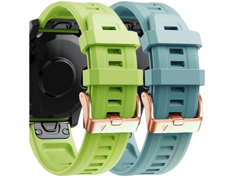 Correa Silicona Cierre Metálico para Garmin Instinct 2S Solar Verde y Turquesa Pack 2X VEANXIN