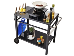 Mesa de Apoyo para Barbacoa con Ruedas y 2 Niveles Tekmaquinas