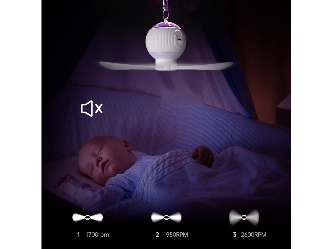 Ventilador Proyector 3 En 1 Con Luz, Recargable Por Usb, Portátil, Con Control Remoto Para Habitación Infantil Y Uso En Exteriores.