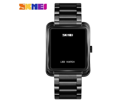 Relojes digitales con pantalla LED para hombre Relojes de pulsera impermeables de acero inoxidable-negro LUUCOZK