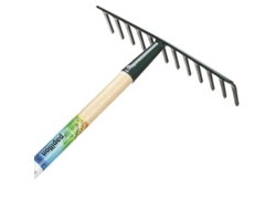 Rastrillo jardin papillon 14 puas mango de madera 130 cm.