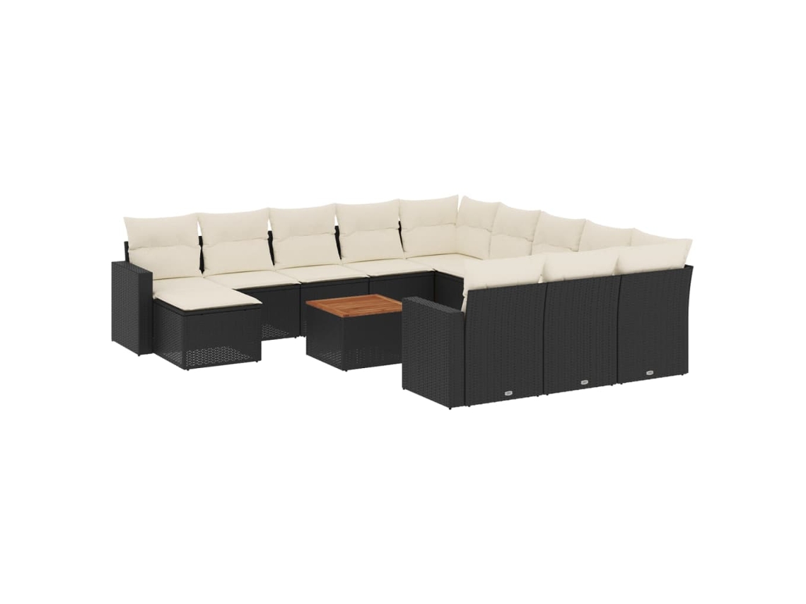 Maison Exclusive - Set De Sofás De Jardín Y Cojines 13 Pzas Ratán Sintético Negro