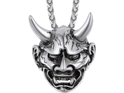 Colgante De Cadena De Cráneo Para Hombre Bku Con Cadena Ajustable 3mm Malla De Cuerda 55+5cm