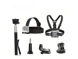 Kit de accesorios Tommy01 6 en 1 para GoPro: arnés de pecho, palo selfie, diadema y bolsa