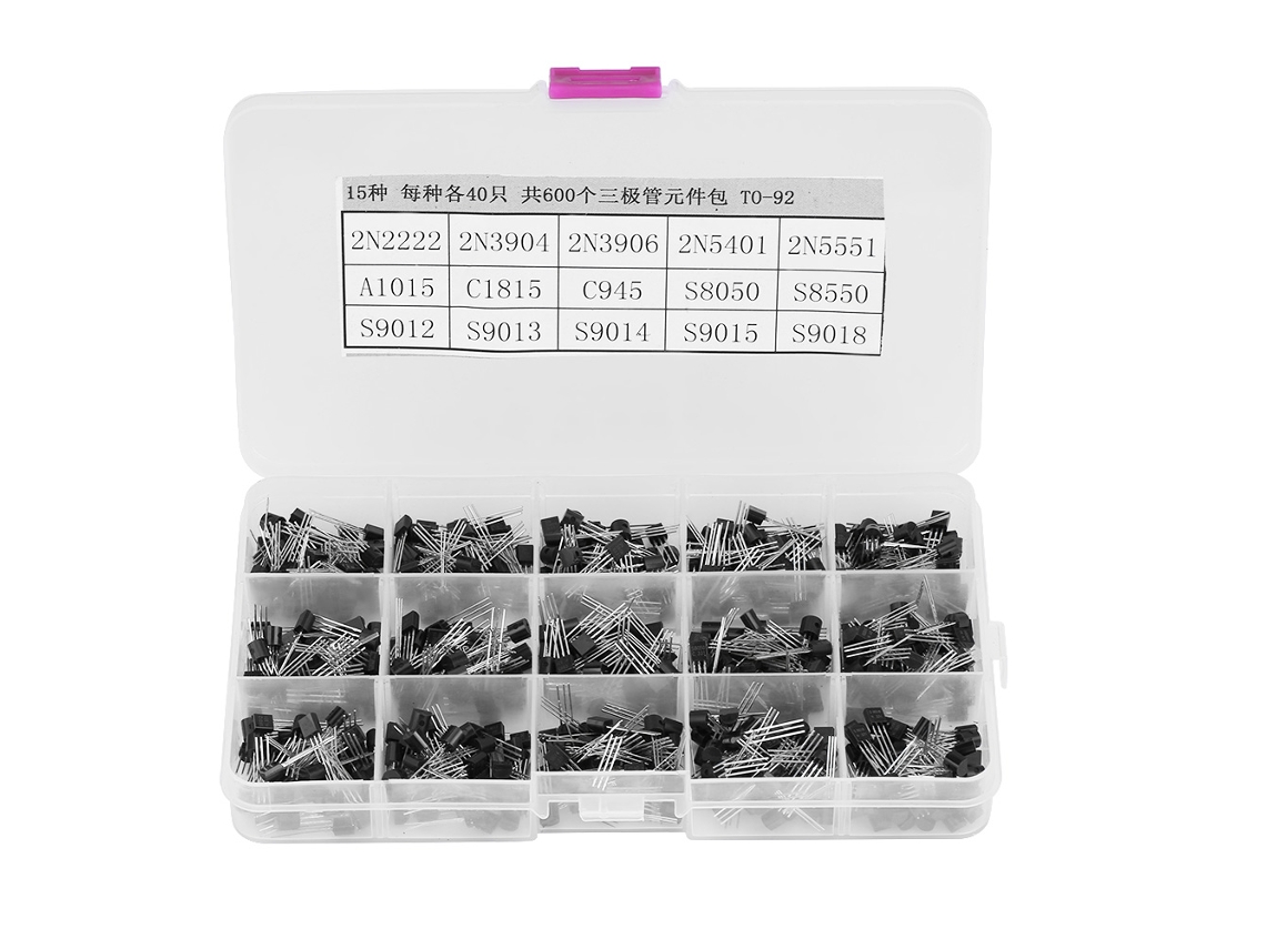 Kit De Transistores Surtidos To-92, 600 Piezas, 15 Valores, 2n2222-s9018 Para Proyectos De Bricolaje.