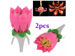 2 Velas Musicales Con Forma De Flor De Loto Que Giran Y Tocan "feliz Cumpleaños" Para Un Regalo Romántico De Cumpleaños.