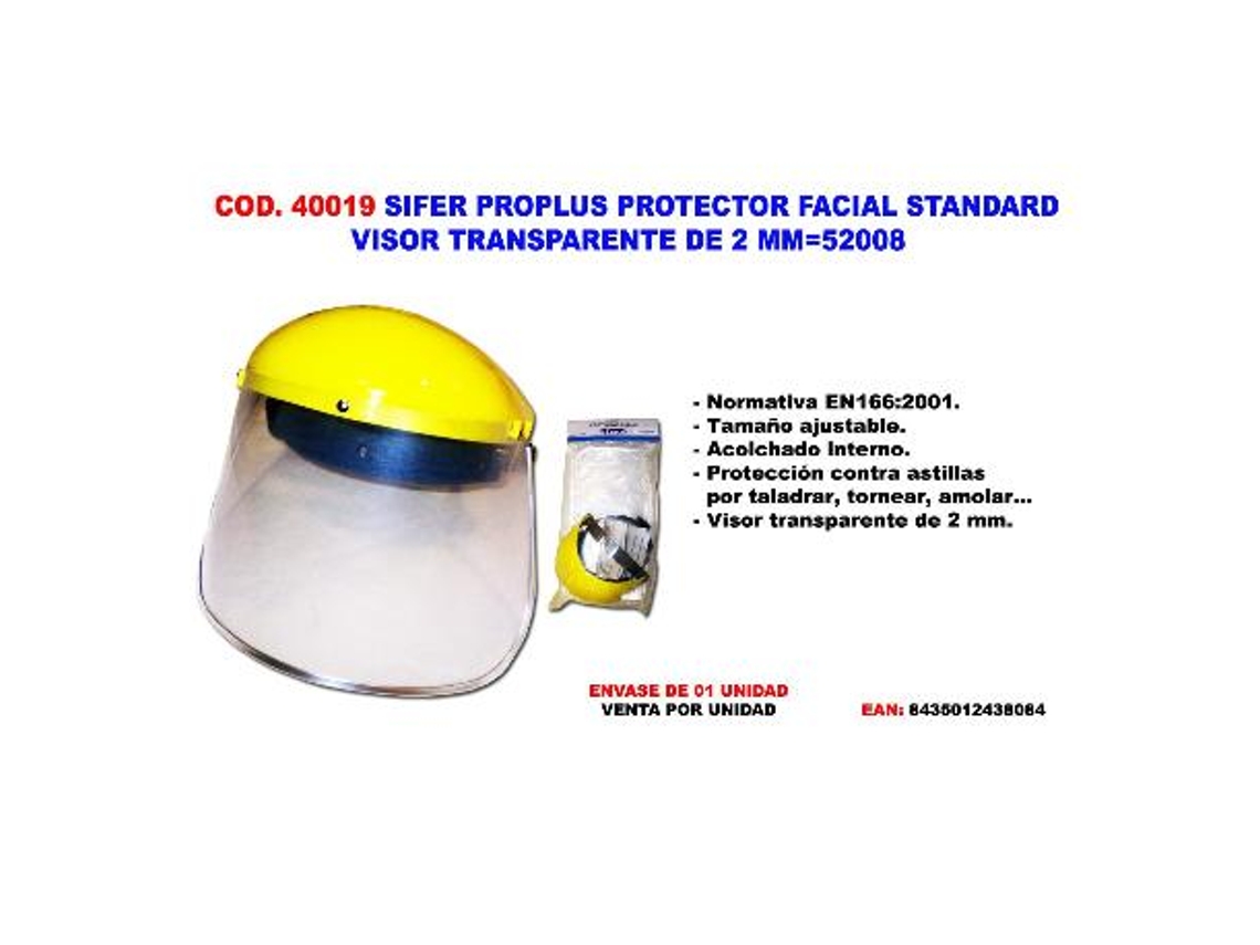 Sifer proplus prot.facial standar visor transpar. de 2 mm 52008