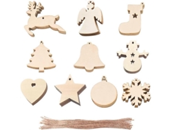 Omni-100 Adornos Navideños De Madera Con 10 Estilos: Medias, Copos De Nieve, Elfos, Árboles, Campanas Y Más Para Decoración De Navidad