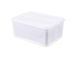 Cesta de plástico multifuncional con tapa para escurrir frutas y verduras.