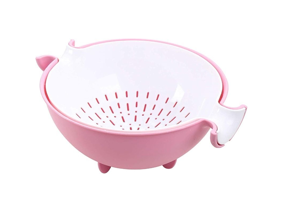 Juego de 2026: Tazón y vaso de cocina de plástico rosa, grande, desmontable, 2 en 1, para lavar frutas y verduras.