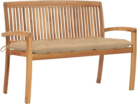 Banco de exterior VIDAXL Beige Teca (128.5x57.5x90 cm)