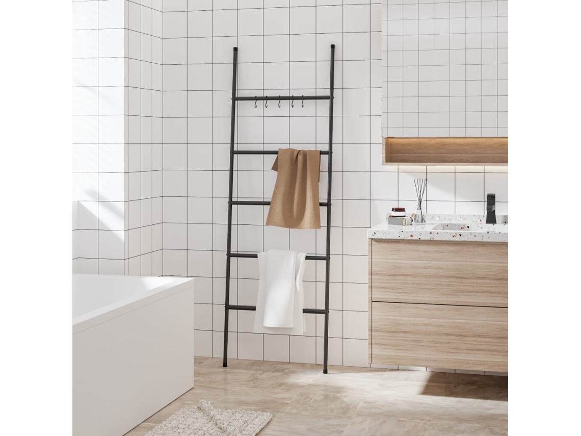 Toallero de escalera de 5 peldaños, 58 x 175 cm, hierro negro, DKD HOME DECOR