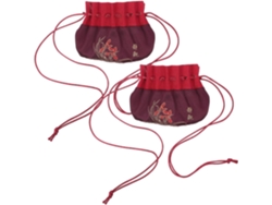Juego 2 Bolsas Chinas Vacías Mujer Bolsos Tradicionales Tejidos Estilo Chino Ligeros Portátiles Color Azufaifo