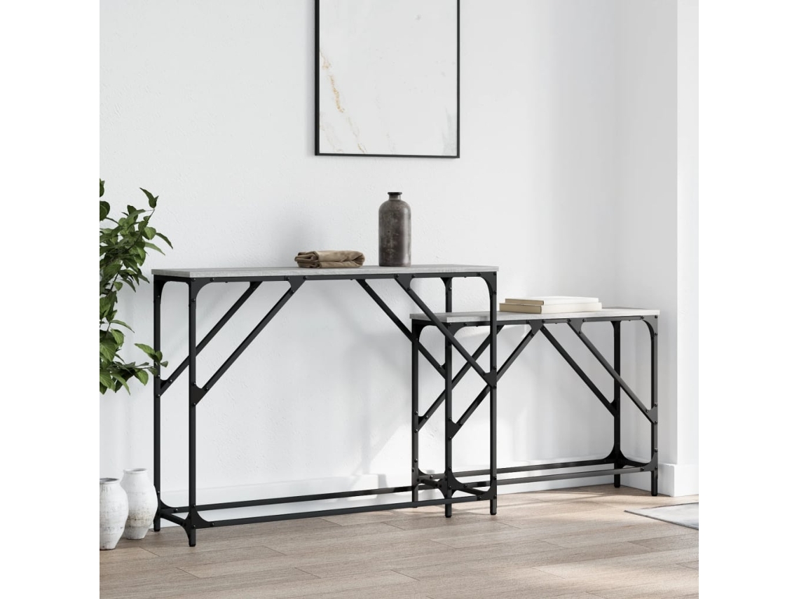 2 mesas consola | Mesa de entrada | Mesa auxiliar empotrada Derivative Madera gris Sonoma