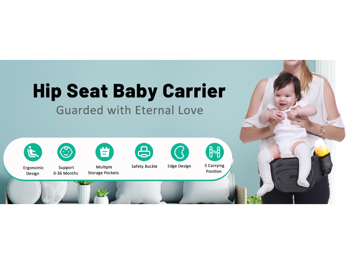 Portabebés con asiento de cintura, portabebés para bebés y niños pequeños, con múltiples bolsillos y riñonera, para recién nacidos y lactantes.
