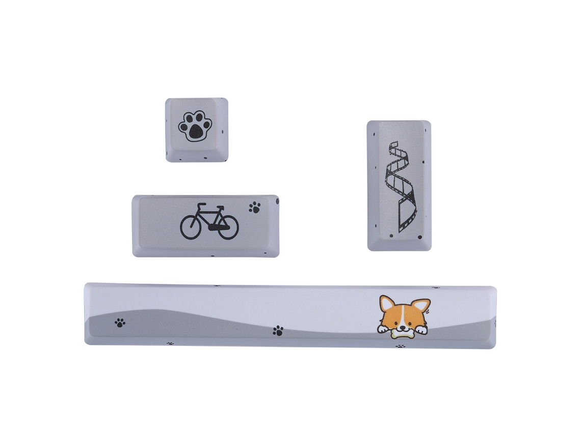 Juego De Teclas Mecánicas Con Diseño De Perro Gris Pequeño, Barra Espaciadora, Esc, Enter, Teclado Numérico, 4 Piezas