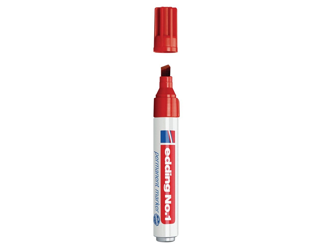 Marcador Edding Permanente 1 Rojo - Punta Biselada 5 Mm