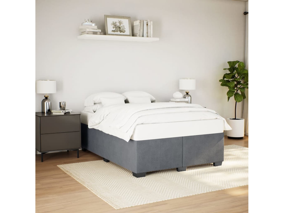 Estructura De Cama Sin Colchón Terciopelo Gris Oscuro 140x200cm