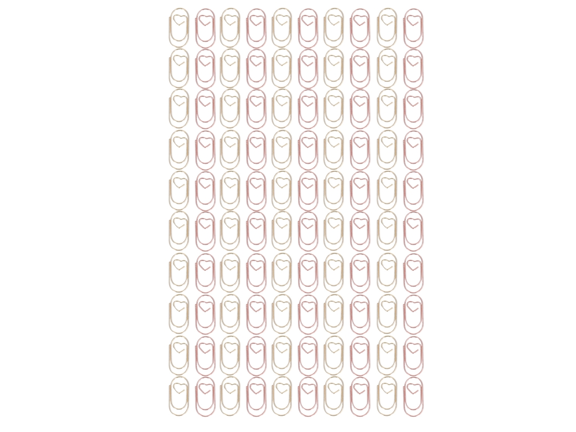 100 Clips De Papel Mini Corazones: 50 Dorados Y 50 Rosa Oro, Metálicos, Portátiles Para Oficina Y Clasificación De Documentos
