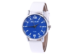 Reloj De Cuarzo De Pareja Con Correa De Cuero Pu, Dial Redondo Simple, Casual (blanco)