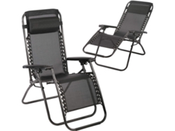 Silla Gravedad Cero silla de patio reclinable Tumbona Plegable con Reposacabezas Negro SELEOK