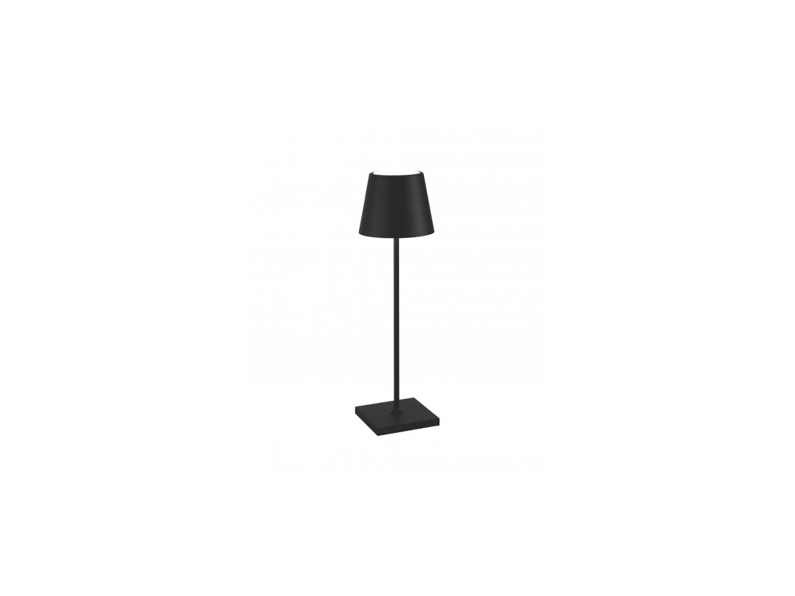 Lámpara de Mesa LED recargable y regulable Poldina Pro Black con batería de hasta 12 horas IP65 en exteriores ZAFFERANO