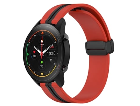 Correa de reloj inteligente para Xiaomi MI Watch S1 Pro Correa de reloj de silicona con cierre magnético plegable de 22 mm (rojo + negro)