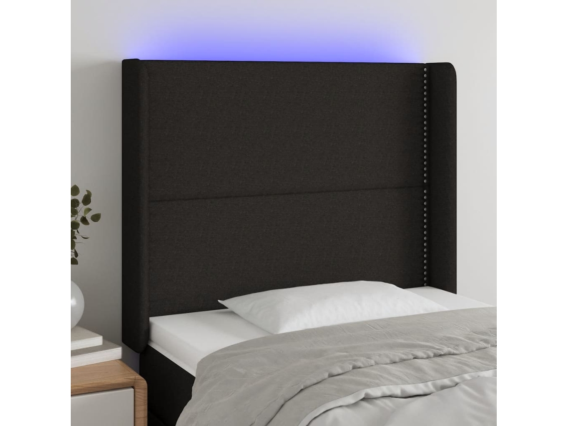 Cabecero Con Led De Tela Negro 103x16x118/128 Cm