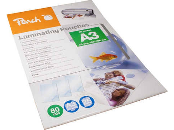 Fundas De Plastificar peach 510418 transparente 25 un a3 laminating pouches 80 mic ppr08001